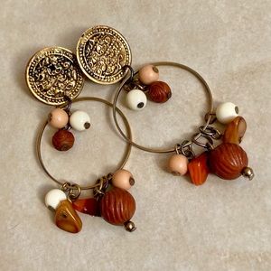 Vintage Boho Multi Bead Hoop Earrings